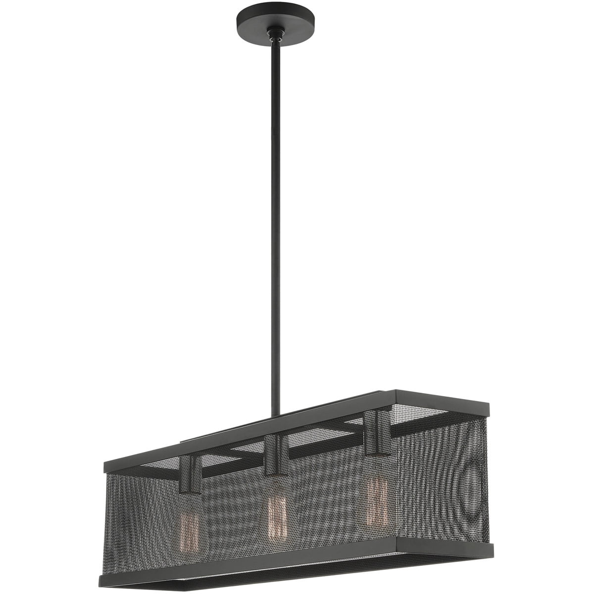 6.5 inch 3 Light Black Chandelier with Black Stainless Mesh Shade
