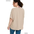 thumbnail image 3 of Zenana Women & Plus V Neck Woven Airflow Dolman Short Sleeve Blouse Top with Front Pocket, 3 of 5
