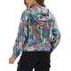 thumbnail image 3 of Chaqueta Brillante de Mujer Inspire Chic de Manga Larga Ligera con Cremallera y Capucha, Chaqueta Metálica S Multicolor-Cuadrado, 3 of 6