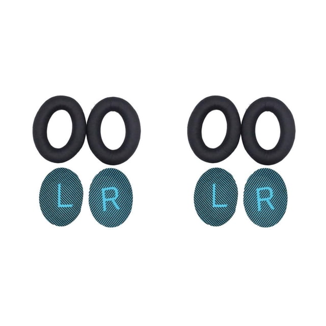 Cateissary Almohadillas para los oídos, 2 uds., auriculares con cancelación de ruido, reemplazo de auriculares de cuero para auriculares QC25, Azul negro 2Conjunto