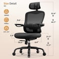 thumbnail image 4 of LANDOMIA Ergonomic Home Office Chair with Mesh Flap & Adjustable Backrest, Computer Chair with Lumbar Support & High Comfort, 4 of 10