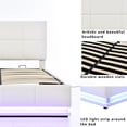 thumbnail image 2 of Queen Size PU Storage Bed with LED Lights and USB charger White, 2 of 5