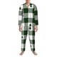 thumbnail image 3 of Balery Green White Lumberjack Plaid Pijama para Hombre de Dos Piezas con Manga Larga, Conjunto de Dormir y Descanso Suave con Bolsillos-Medium, 3 of 7