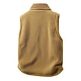 thumbnail image 6 of HOOMEUMY Men's Corduroy Vest Jackets Fall Winter Warm Fleece Lined Zipper Lapel Sleeveless Plus Size Coats Loose Comfy Waistcoat (Khaki,L）, 6 of 6