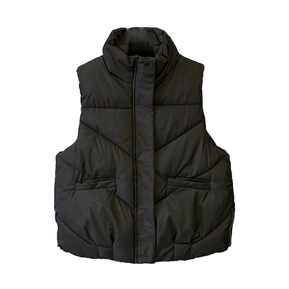 Sanbonepd Womens Jacket Casual Solid Coat Zipper Pocket Loose Sleeveless Quilted Vest
