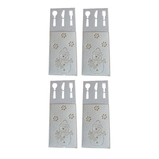 Toystoory 4 unids/set muñeco de nieve navideño cubiertos cuchara titular cubiertos bolsa de almacenamiento de dulces paquete de palillos regalo Kits de decoración para fiestas