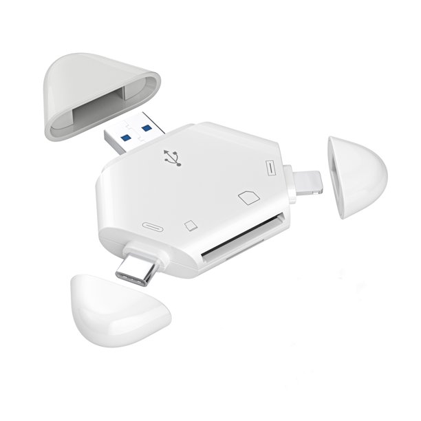 Lector de Tarjetas SD, Lector de Tarjetas de Memoria 3 en 1 para iPhone/iPad, Dispositivos USB C y USB A, Adaptador de Tarjeta de Visor de cámara Trail Compatible con Windows, Mac OS, Linux, Android,