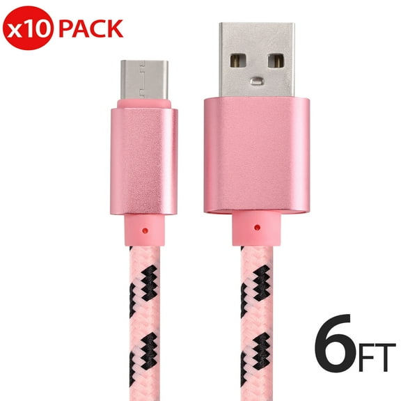 10x 6FT USB Type C Cable Fast Charging Cable USB-C Type-C 3.1 Data Sync Charger Cable Cord For Samsung Galaxy S9 S9  Galaxy S8 S8 Plus Nexus 5X 6P OnePlus 2 3 LG G5 G6 V20 HTC M10 Google Pixel XL