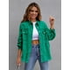 thumbnail image 2 of Chaqueta estilo abrigo de mezclilla de manga larga con agujeros largos de color sólido para mujer Material de mezclilla versátil Diseño de manga larga, 2 of 6