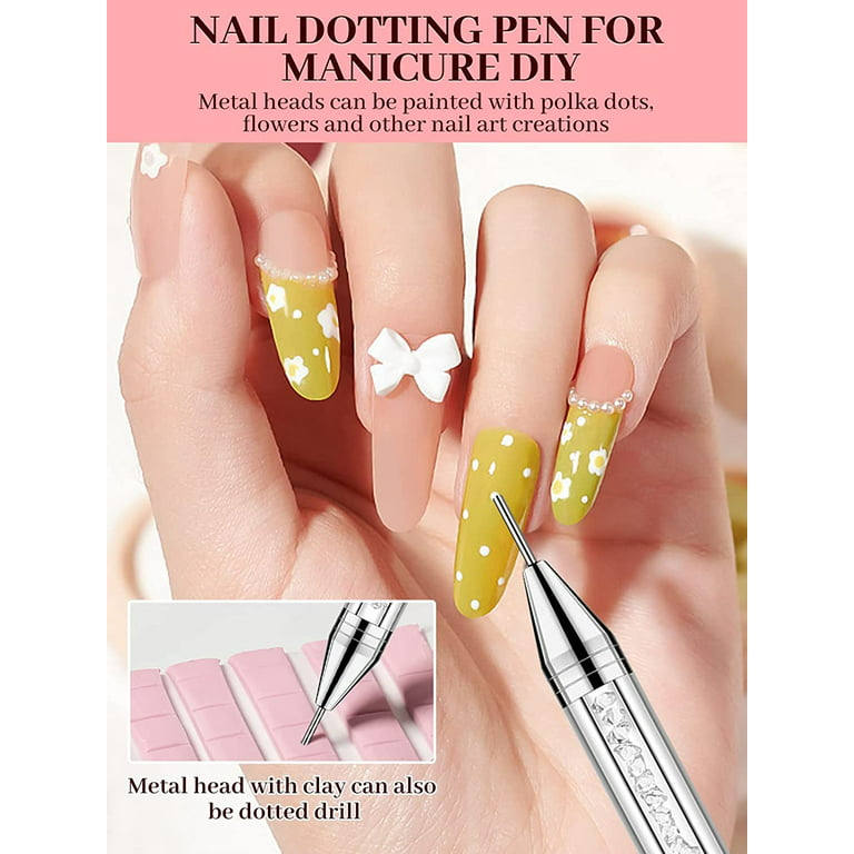 5pcs Double Head Nail Art Dotting Pens Nail Drill Point Tools Nail Art  Rhinestones Gems Picking Crystal Dotting Pen For Manicure