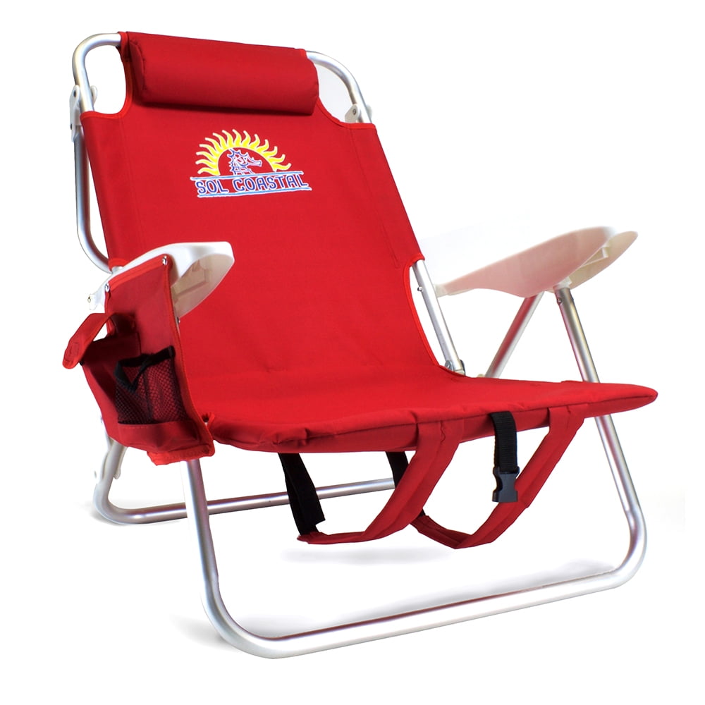 4Position Folding Beach Chair, Red