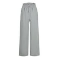 thumbnail image 2 of Linen Pants for Women Wide Leg Baggy Trousers with Pockets Plain Gym Sport Jogger Drawstring Elastic High Waisted Jogging Bottoms Loose Fit Classic Tracksuit Pants Ladies Loungewear, 2 of 4