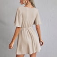 thumbnail image 4 of Bigersell Robes de Soirée pour Femmes 2023 Robe à Col en V pour Femmes Mode Décontractée à Enfiler Manches Courtes Couleur Ample Taille Mi-Haute Robe Grande Taille pour Femmes Effet Portefeuille, Style 13186, Beige TP, 4 of 8