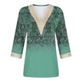 thumbnail image 4 of Teissuly Fashion Women's Summer V-Neck 3/4 Sleeve Lace Print Casual T-shirt Blouse, 4 of 5