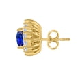 thumbnail image 4 of 0.3 Carat 6x4MM Oval Created Tanzanite and Diamond Earrings In 10k Yellow Gold, 4 of 7