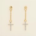 thumbnail image 3 of Anygolds 14K Real Solid Gold 0.13ctw Cross Drop Earrings - MAE1001Y Yellow Gold, 3 of 4