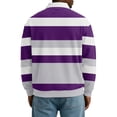 thumbnail image 5 of FRSASU Mens Waffle Knited Polo Shirts Striped Dressy thermal Basic Button Collar Long Sleeve Sweater Purple, 5 of 5