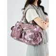 thumbnail image 3 of Large capacity crossbody bag, European and American style women's bag, niche washed tote motorcycle bag, bowling bag, 3 of 13