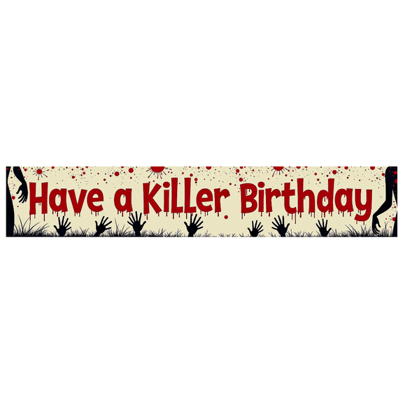 Horror Themed Blood Splatter Banner with Hand Silhouettes Birthday Party Backdrop Decoration Photography Props for Themed Parties Spooky Celebrations and Horror Events