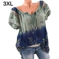 thumbnail image 1 of Blusa Camisa estampada de manga corta con cuello en V Blusa suelta Mujer Top de verano, Verde oscuro, 3XL sidaley AP001925-54, 1 of 7