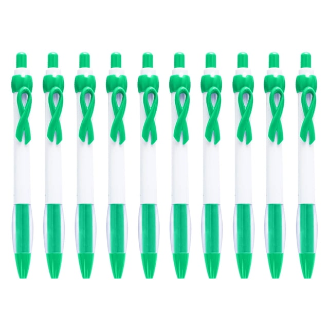 10 Pcs Retractable Ballpoint Pens,Assorted Colors Ribbon Retractable Gel Roller Pen Cancer Awareness Ribbon Pen Point Cancer Pens Plastic Gel Ballpoint Pens Smooth Writing Point Pens
