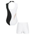 thumbnail image 4 of TSSOE Sleeveless Gymnastics Leotards for Girls Sparkly Dance Biketards Unitard with Shorts Practice Outfits Black&White 6, 4 of 7