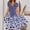 Blue, variant on Vivianyo HD Long Sleeve Dress for Women Women's Summer Flower Printing Short Sleeve V Neck Lace Splicing Dresses Fashion Full Skirt Dress