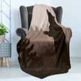 thumbnail image 4 of Nature Soft Flannel Fleece Blanket, Silhouette of Wild Bear in the Jungle Woodland at Dark Night Illustration, Cozy Plush for Indoor and Outdoor Use, 50" x 60", Army Green Pale Peach, by Ambesonne, 4 of 5