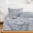 thumbnail image 6 of Twin Sze Fitted Sheet Set - Blue Paisley 2 Piece Bedding Sets 16" Deep Pocket Fitted Sheet with 1 Pillowcase, Ethnic Vintage Floral Botanical Abstract Brushed Microfiber Hotel Luxury Bed Sheets, 6 of 9