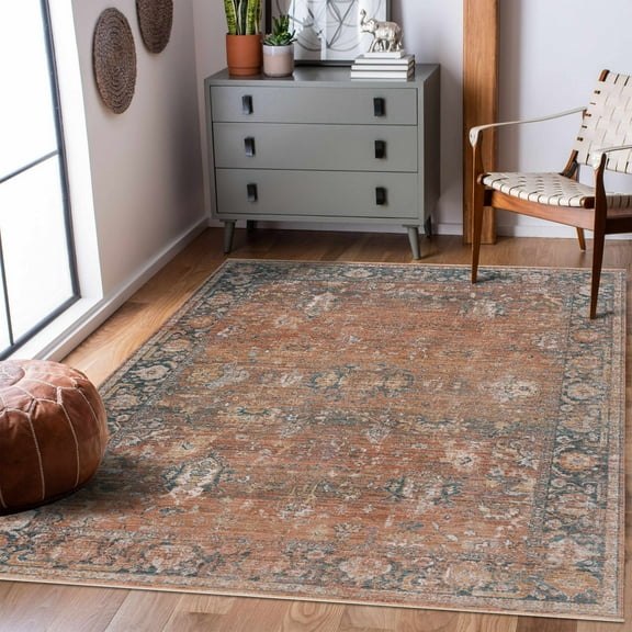 Boutique Rugs Mele Traditional Area Rug - BurntOrange, Darkbrown, Olive - 18" x 18" Sample