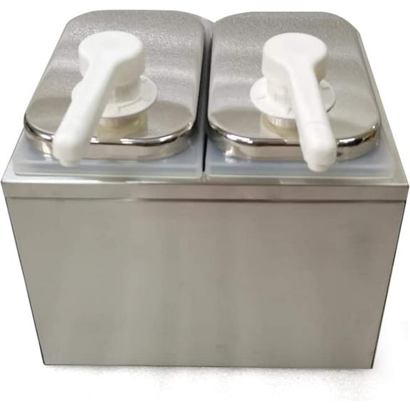 4L Sauce Pump Dispenser Stainless Steel Condiment Dispensing Pump, 2 Head Stainless Steel Condiment Dispenser Pump Ketchup Dispenser Pump Commercial Soy Sauce Pump Station
