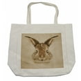 thumbnail image 1 of Geometric Shopping Bag, Rabbit Portrait Digital Geometrical Dots Points Vintage Color Bunny Face, Eco-Friendly Reusable Bag for Groceries Beach and More, 15.5" X 14.5", Cream, by Ambesonne, 1 of 2