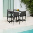 thumbnail image 6 of Armen Living Cayman Outdoor Patio 5-Piece Bar Table Set in Aluminum with Gray Cushions, 6 of 13