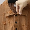 thumbnail image 4 of YLSDY Fashion Button Collared Shirts for Men Classic Button Basic Short Sleeve Shirt Hole Vintage Solid Casual T-Shirt Stylish Tops Tee Shirts Yellow XL, 4 of 6