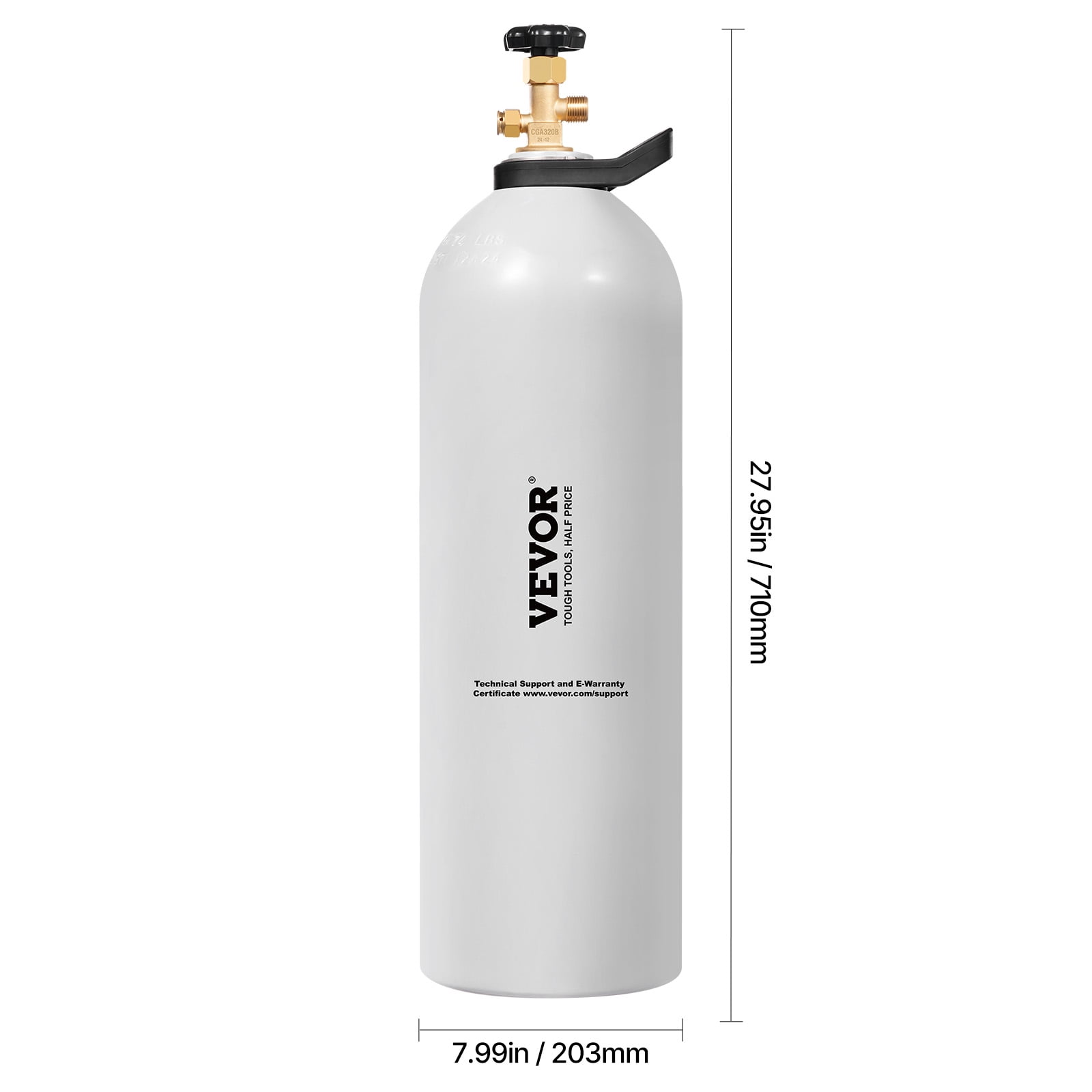 VEVOR CO2 Tank, 20 lbs New Aluminum Alloy Cylinder, CO2 Air Tank with Light Spray Coating, CGA320 Valve, Handle & Purple Copper Siphon, DOT Approved Cylinder for Draft Beer Dispensing