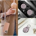 thumbnail image 5 of HUIACONG Pink Leopard Print Car Seat Cover Full Set with Steering Wheel Cover Coasters Seat Belt Pads Armrest Cover Headrest Cover Keychain,14 Pcs Auto Accessories for Women Interior,Easy to Install, 5 of 8