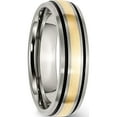 thumbnail image 4 of Titanium/14K Titanium Antiqued And Brushed With 14K Yellow Inlay 6mm Grooved Band (Size 11.5) Made In China tb108-11.5, 4 of 5