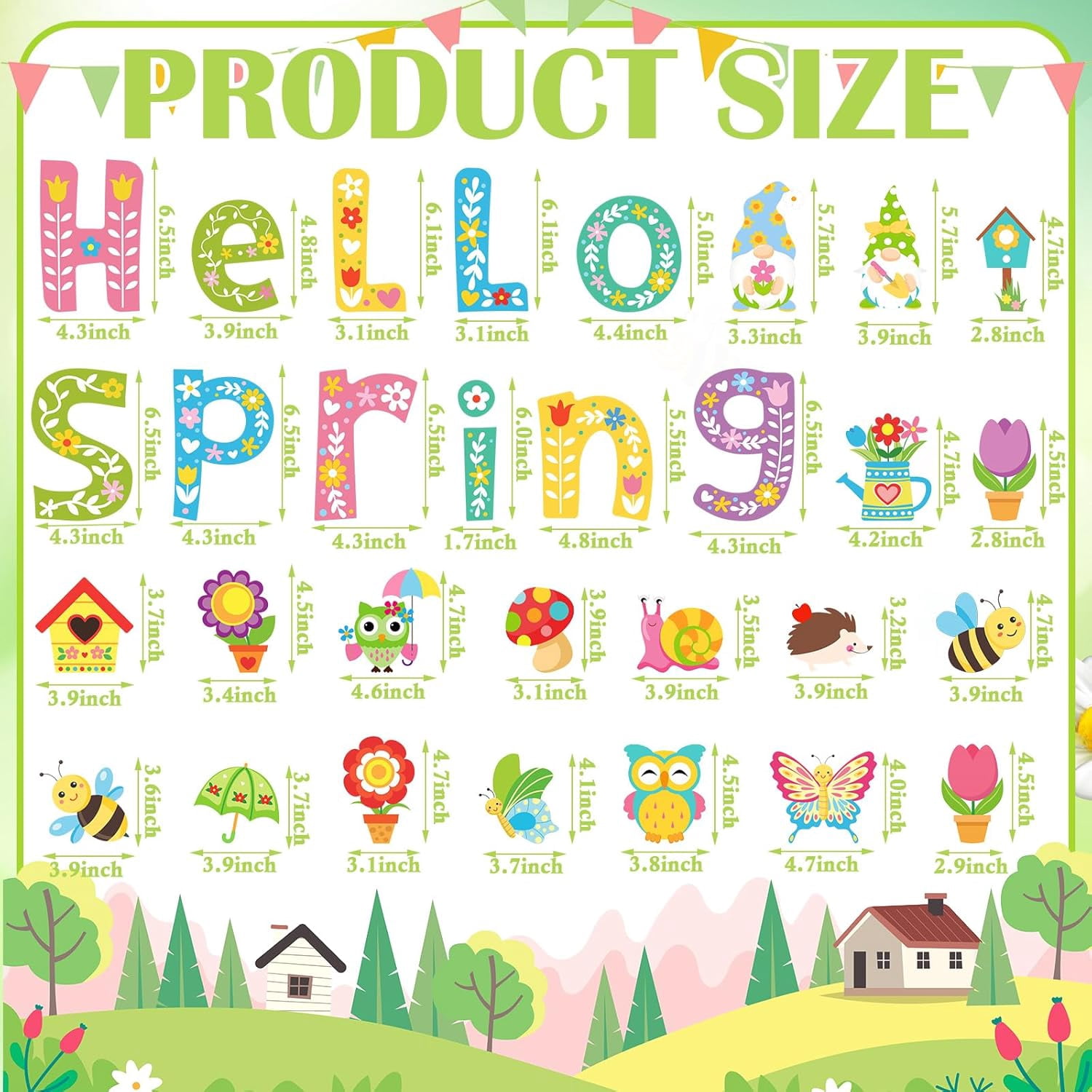 30 Pcs Hello Spring Garage Door Magnets Decoration Flower Gnome Butterfly Bee Refrigerator Car Magnet Sticker Magnetic Garage Door Decor Decals Spring Decor for Outdoor Holiday Party