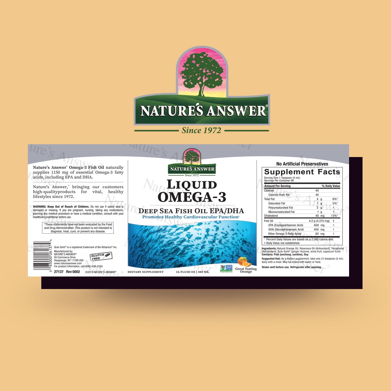 Nature's Answer Omega-3 Liquid, Orange, 16 Fl Oz