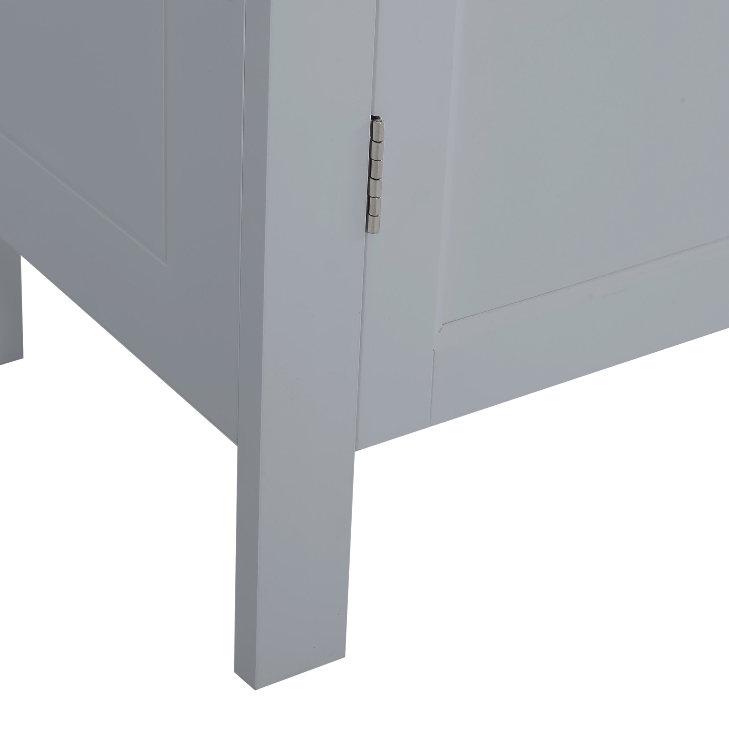 Noble House Tracey 2 Door Bathroom Floor Storage Cabinet with Drawer, Gray
