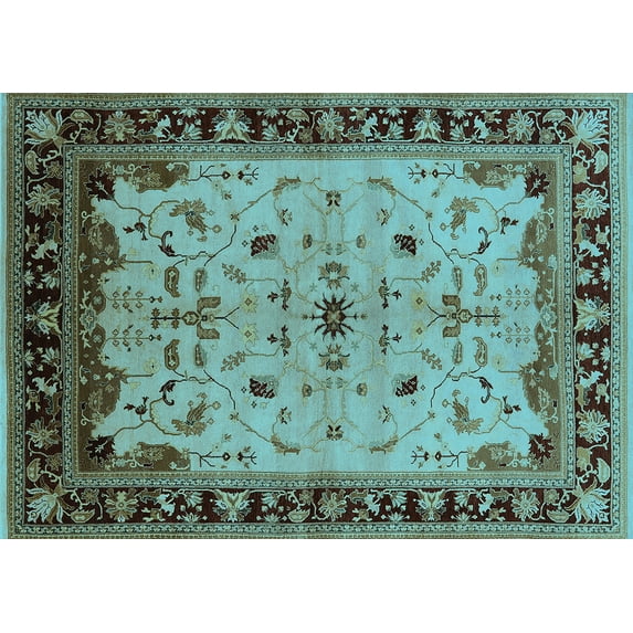 Ahgly Company Indoor Rectangle Oriental Light Blue Traditional Area Rugs, 2' x 4'