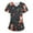 Black, variant on Up to 60% Off Gifts EGNMCR Womens Scrub Fashion Feather Print Short Sleeve V Neck Nurse Uniform Workwear Blouse Tops With Pocket Spring/Summer Save