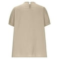 thumbnail image 4 of Fesfesfes Women's Linen T-shirt Featuring Ruffled V-neckline Front Placket Short Puff Sleeves Tee Solid Color Summer Loose Breathable Tops(Beige,XL), 4 of 5