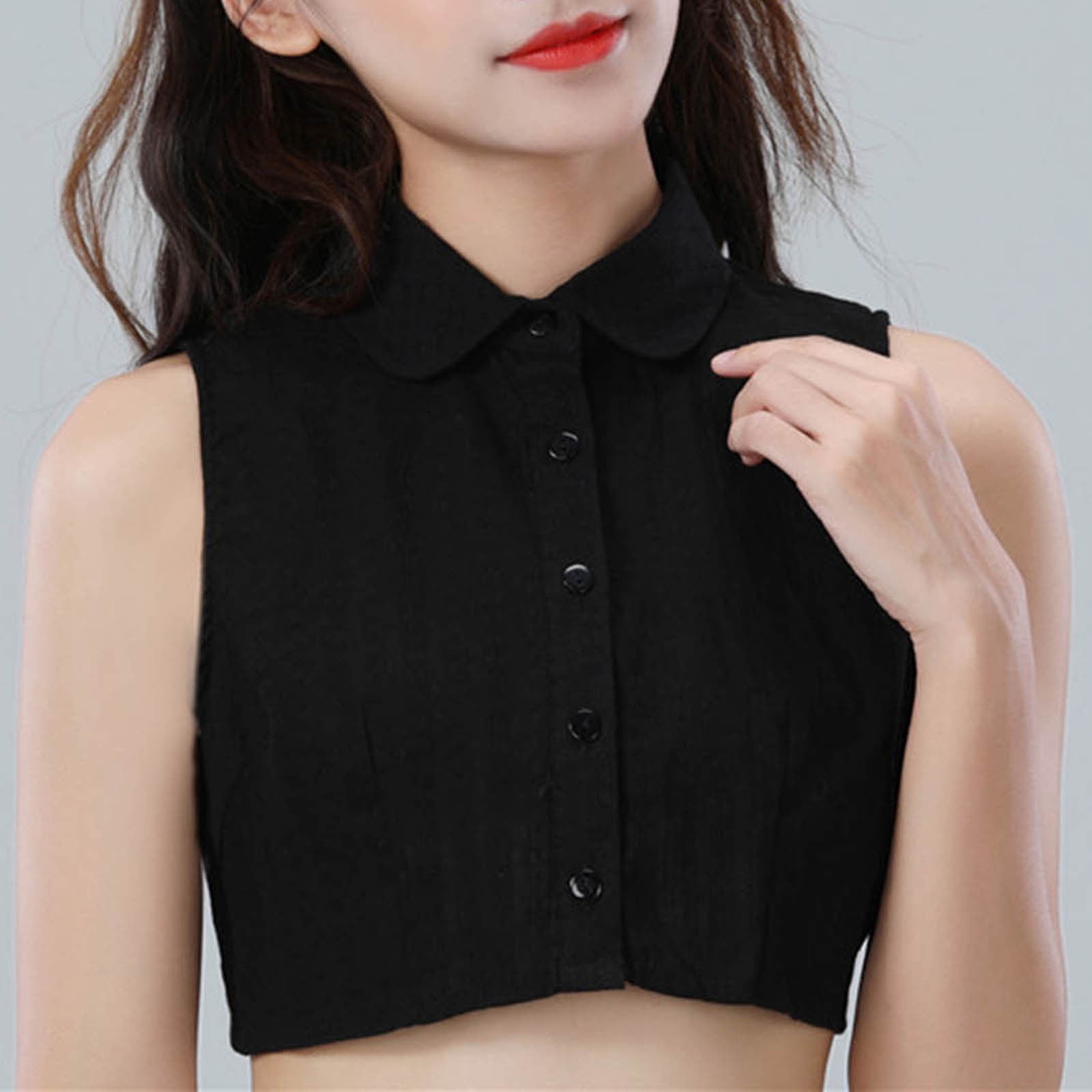 Fashion Women Lace Fold False Collar Cotton Shirt Collar Removable Collars Top 
