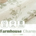 thumbnail image 5 of Floral Kitchen Curtains 36 Inch Linen Tier Curtains Farmhouse Cafe Half Window Drapes Over Sink Light Filtering for Living Room Laundry RV Rod Pocket 2 Panels Sage Green on Beige, 5 of 7