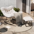 thumbnail image 2 of Huisuilinss Papasan Rocking Chair,Outdoor Oversized Rocking Chair With Footrest,Patio Lounge Chair With Ottoman,Metal Frame Comfy Egg Rocker For Balcony Backyard Porch Bedroom, 2 of 7