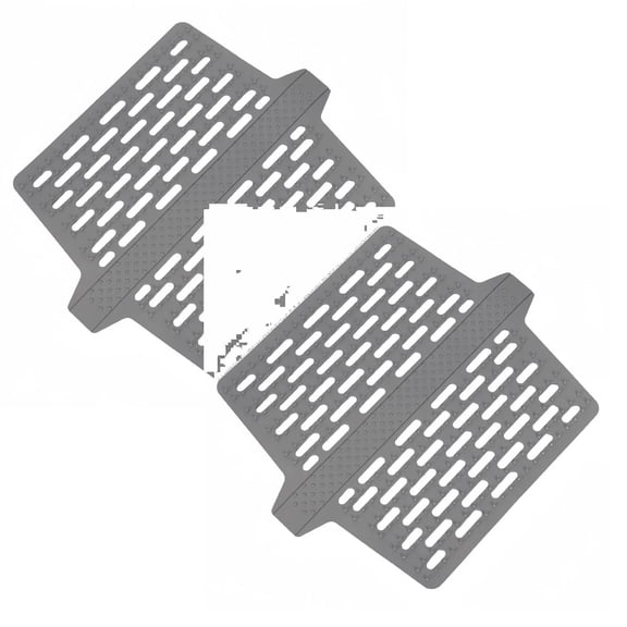 2 Pcs Silicone Sink Mats Non-Slip Double Basin Protector Dividers Heat Resistant Sink Covers with Drainage Pattern Sink Protector Divider Mats for Kitchen Double Sink, 12.7x10.7 Inch, Gray