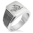 thumbnail image 1 of Stainless Steel Greek Mythology Chimera Needle Stripe Pattern Biker Style Polished Ring, 1 of 1
