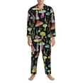 thumbnail image 4 of Kll Bright Mushrooms Sleepwear Mens Flannel Pajamas,Long Cotton Pj Set, 4 of 9