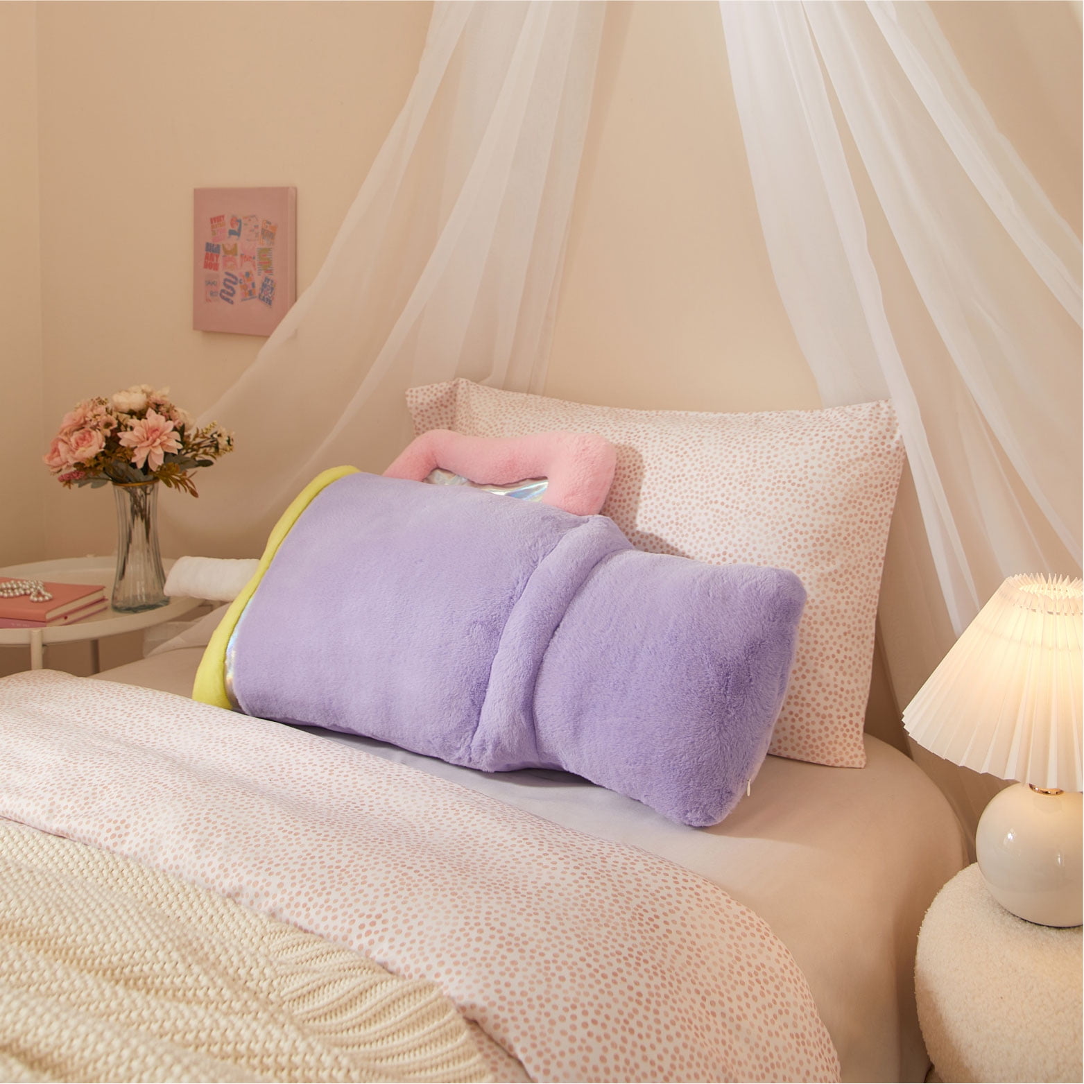 Your Zone Tumbler Travel Cup Shaped Plush Body Pillow, Purple, Soft & Cozy